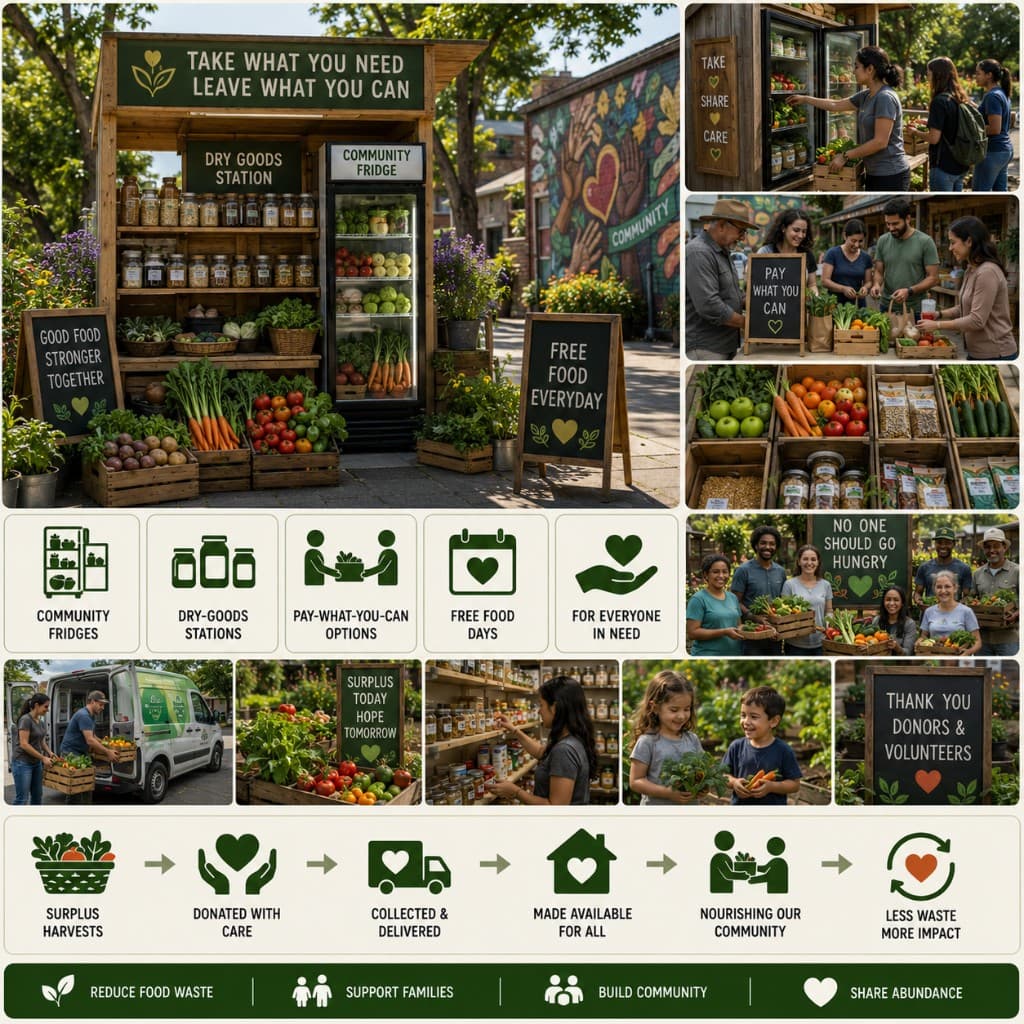 Food dispensaries — community fridges and surplus food sharing